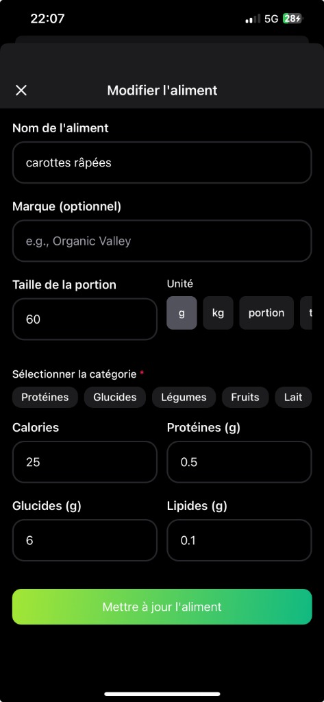 Ta bibliothèque d'aliments