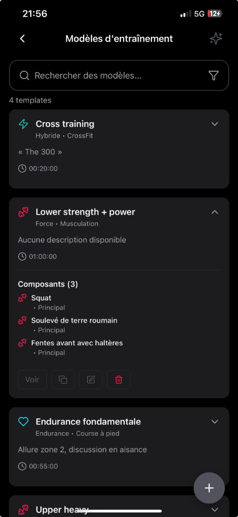 Modèles d'entraînement