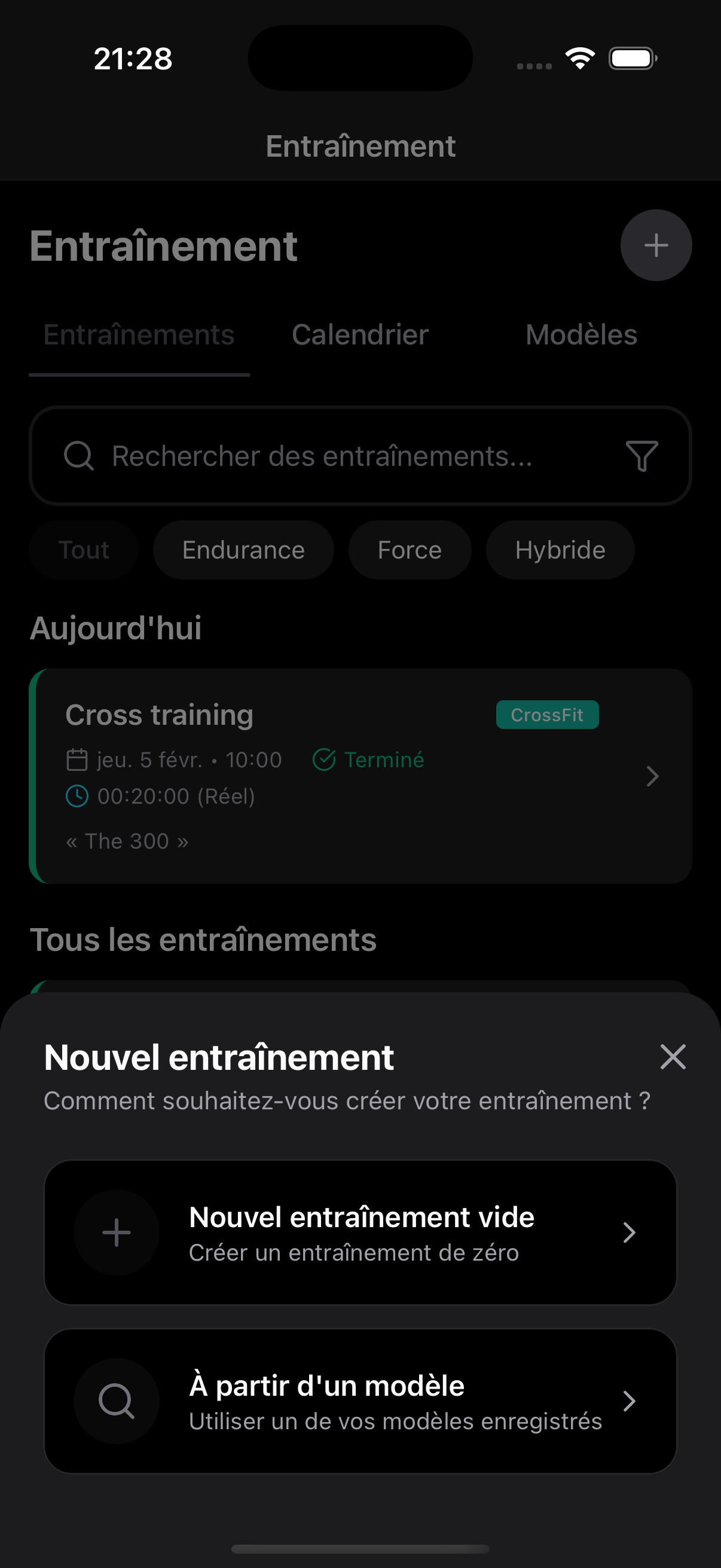 Modèles d'entraînement